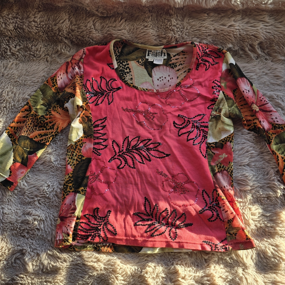 Pink Floral beaded Women's Top